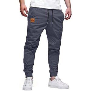 Mens Workout Joggers Chino Cargo Sweatpants with Twill Hiking Outdoor Pants